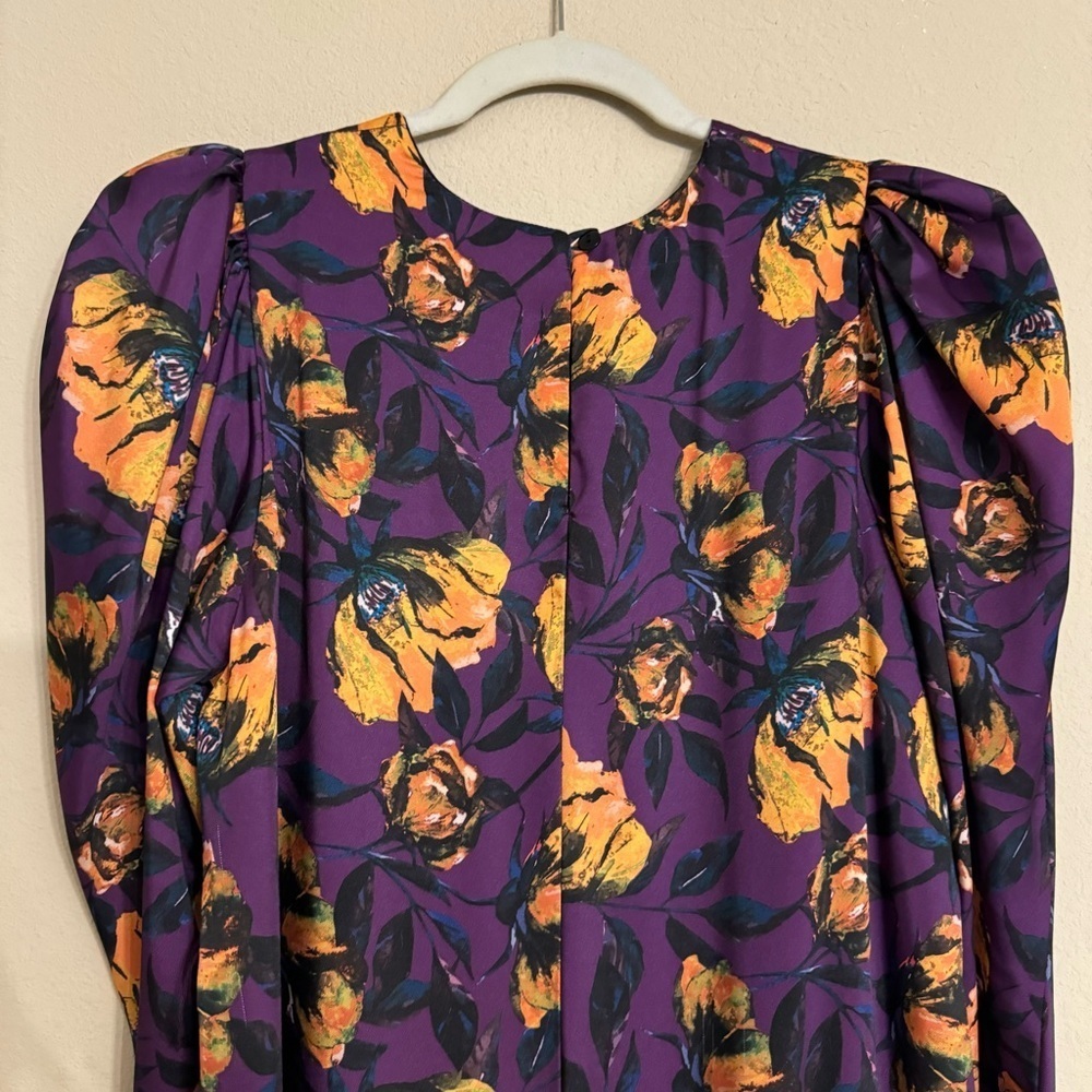 DELFI Collective Floral Dress Purple Floral Puff Sleeves Size Medium NEW $398 - Picture 10 of 16